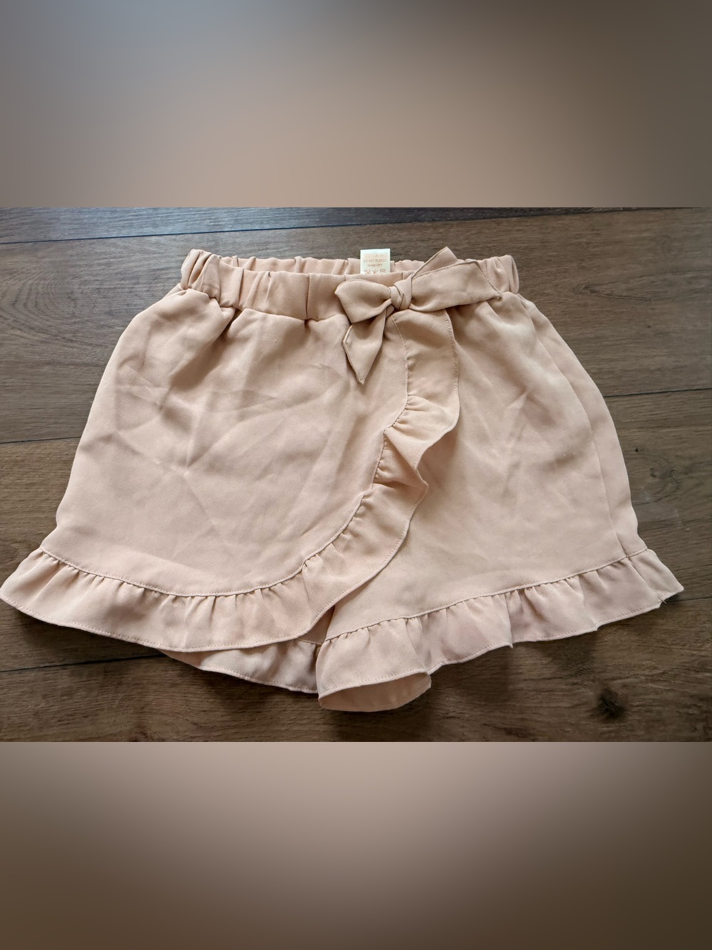 Ruffled Beige Pull On Shorts